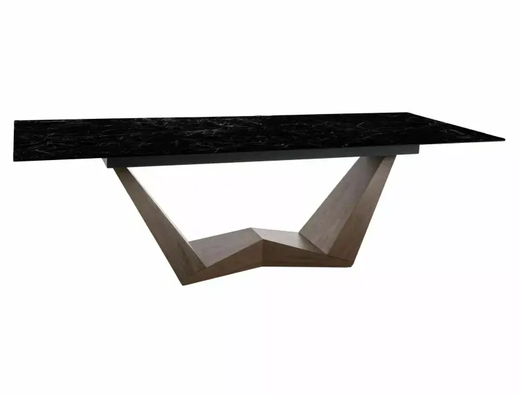 Jídelní keramický stůl BONUCCI černá nero greco / ořech (200-250)x98 cm