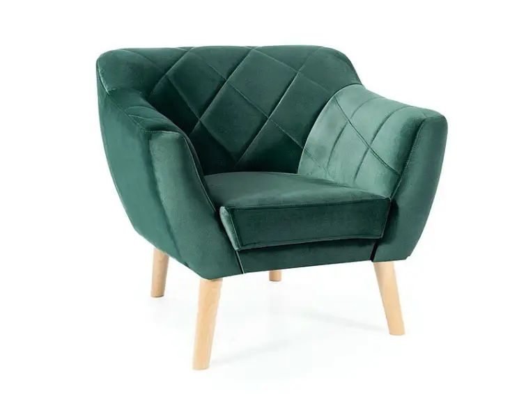 Čalouněné křeslo KARO 1 velvet zelené/buk