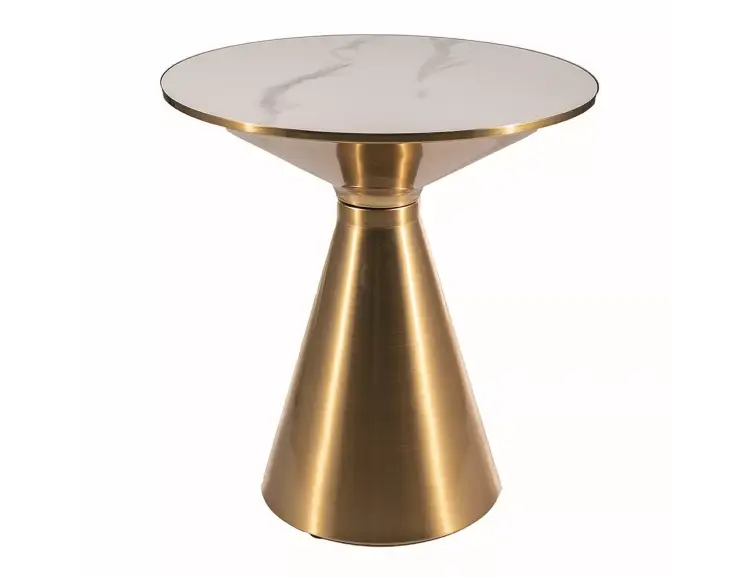 Konferenční stolek ARIES Ø50 bílý mramor/zlatá