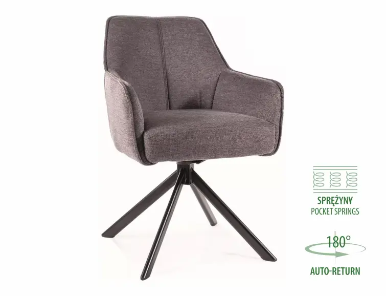 Křeslo NOTTI brego tmavě šedá otočné 180°