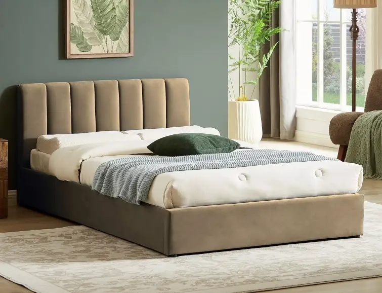 Čalouněná postel MONTREAL 120x200 béžová se zvedacím roštem