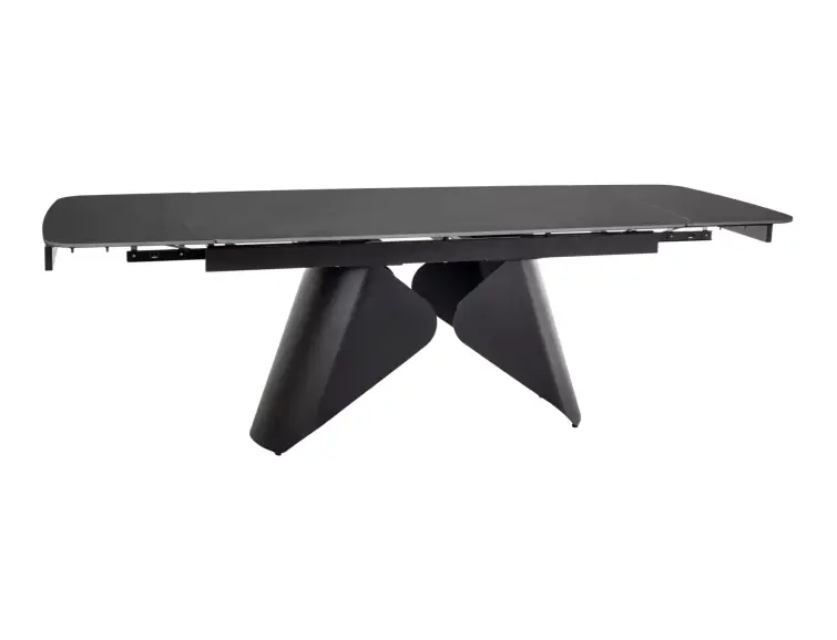 Jídelní keramický stůl ARMANDO černý mat / černý kov (160-240)x90 cm