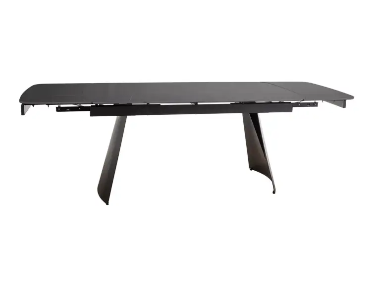 Jídelní keramický stůl BACARDI černý mat / černý kov (160-240)x90 cm