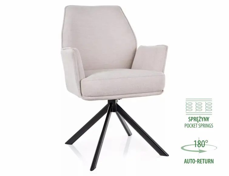 Otočné křeslo/židle HUGO BREGO světlé béžová