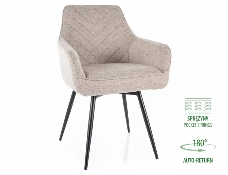 Jídelní židle/křeslo SERVIO BREGO světle béžové otočné 180° 