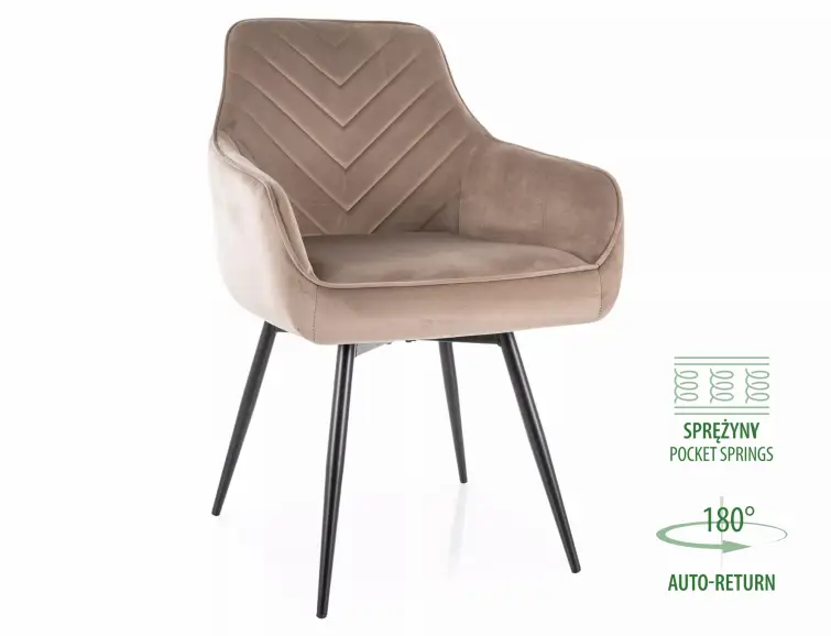 Jídelní židle/křeslo SERVIO VELVET béžové otočné 180°