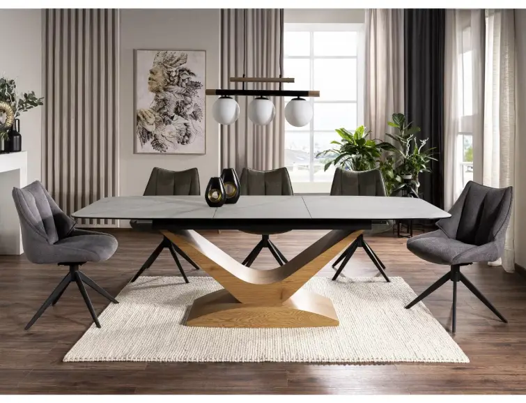 DOLCE KERAMICKÝ STŮL BÍLÁ STATUARIO VENATO / DUB 180(240)X95