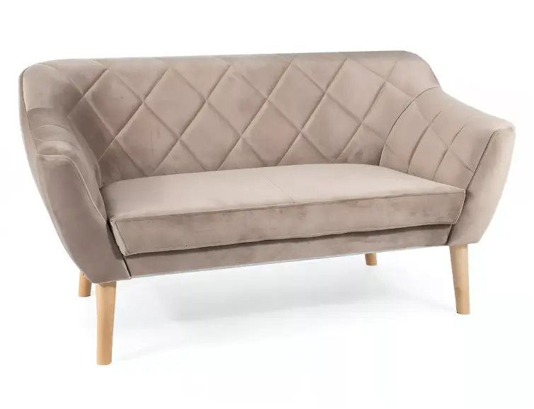 Pohovka KARO 2 velvet béžová BLUVEL 40 / nohy buk