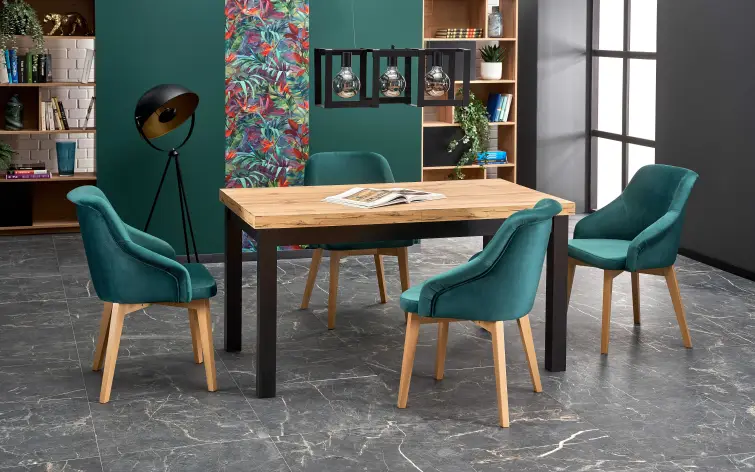 Rozkládací jídelní stůl TIAGO 140-220/80 dub craft/černý 140-220/80 