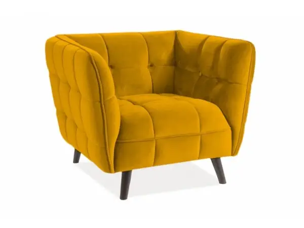 Křeslo CASTELLO 1 velvet horčicové/wenge