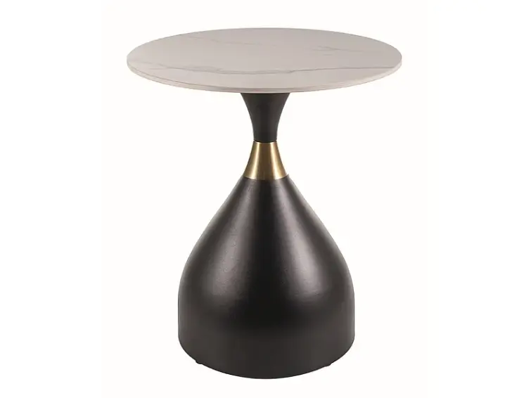 Konferenční stolek VIRGO Ø50 mramor/černý mat