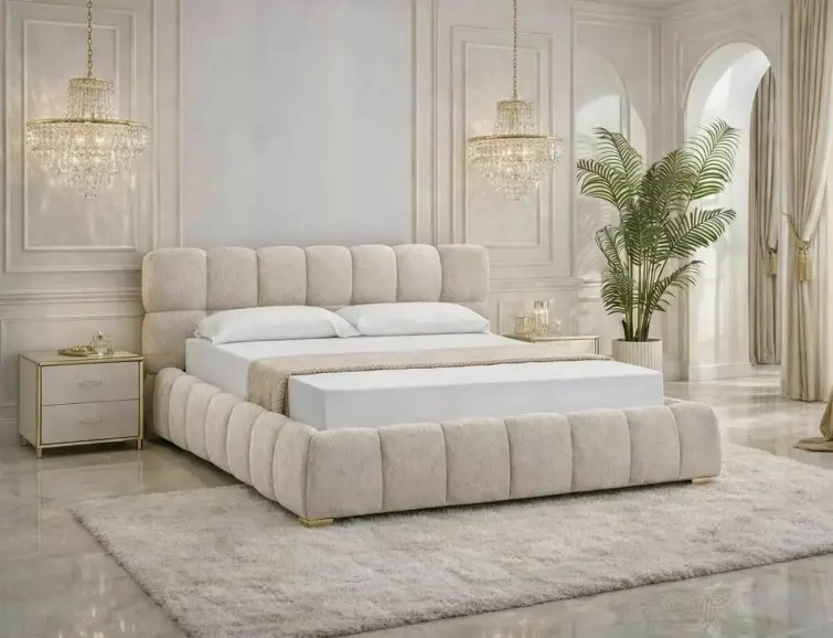 Čalouněná postel PARMA RAVEN 140x200 béžová, zvedací rošt