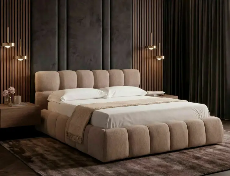 Čalouněná postel PARMA RAVEN 160x200 tmavě béžová, zvedací rošt