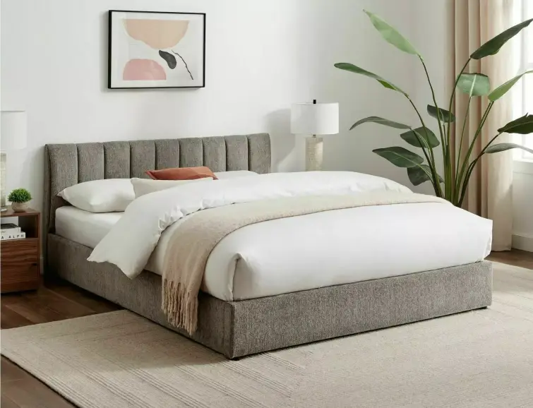 Čalouněná postel MONTREAL 160x200 světle šedá se zvedacím roštem