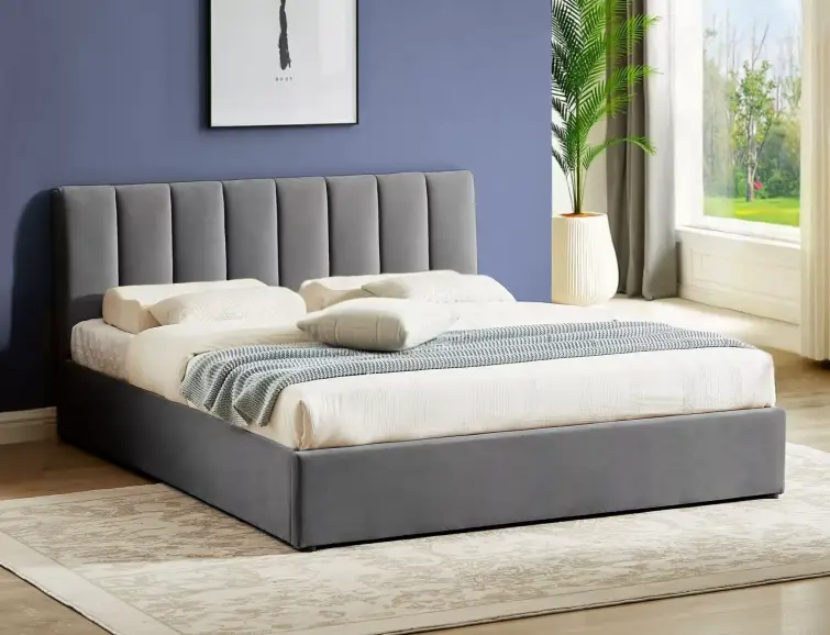 Čalouněná postel MONTREAL velvet šedá 140X200  zvedací rošt